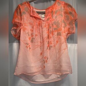 Floral Sheer Women's Top - Orange and Gray